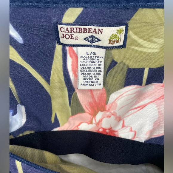 Caribbean Joe Tropical Floral Camisole Tank Top L/G Navy Multicolor - Picture 8 of 8
